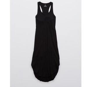 Aerie Black Ribbed Midi Coverup